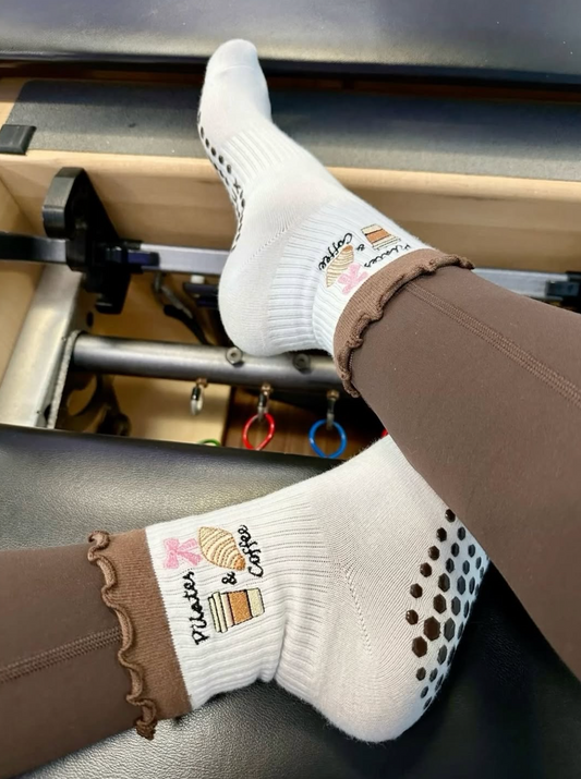 Pilates & Coffee Grip Socks ☕🥐