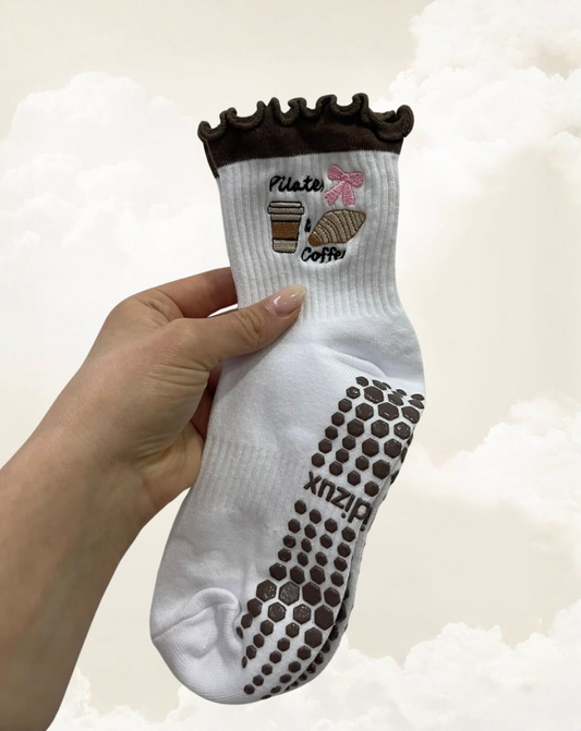 Pilates & Coffee Grip Socks ☕🥐
