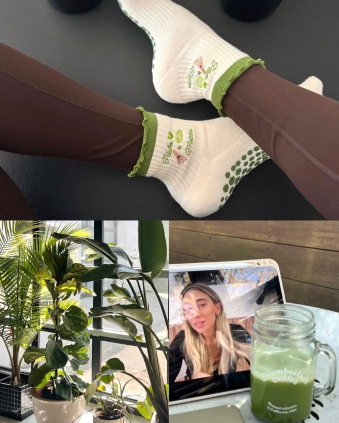 Pilates & Matcha Grip Socks 💚