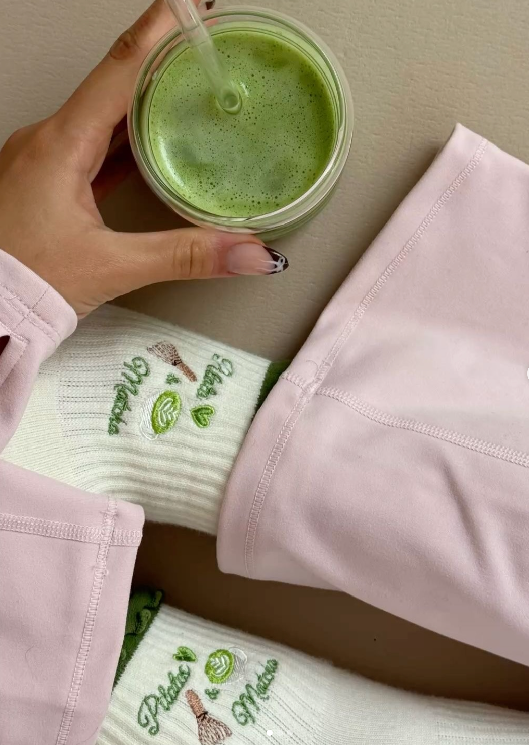 Pilates & Matcha Grip Socks 💚